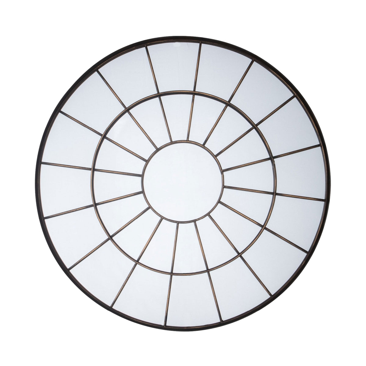 Yattendon Large Aged Bronze Finished Round Window Style Wall Mirror