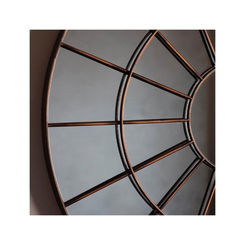 Yattendon Large Aged Bronze Finished Round Window Style Wall Mirror