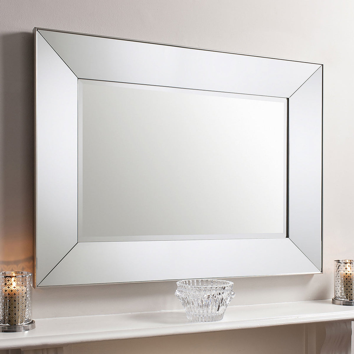 Midgham Wide Mirrored Glass Frame Wall Mirror