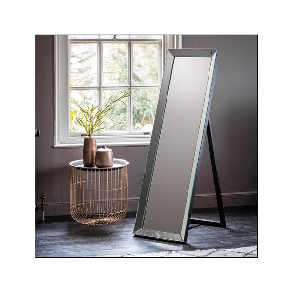 Hermitage Grey and Matt Black Full Length Cheval Mirror