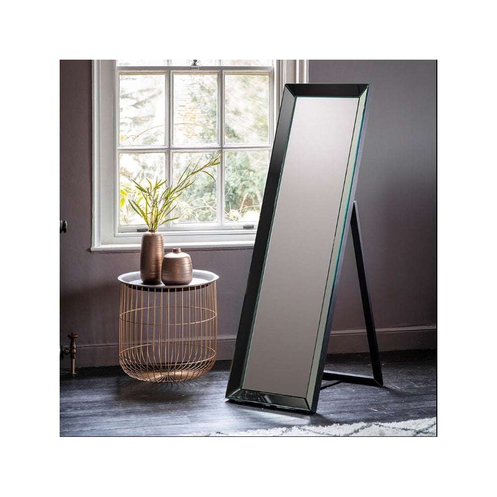 Hermitage Black and Matt Black Full Length Cheval Mirror