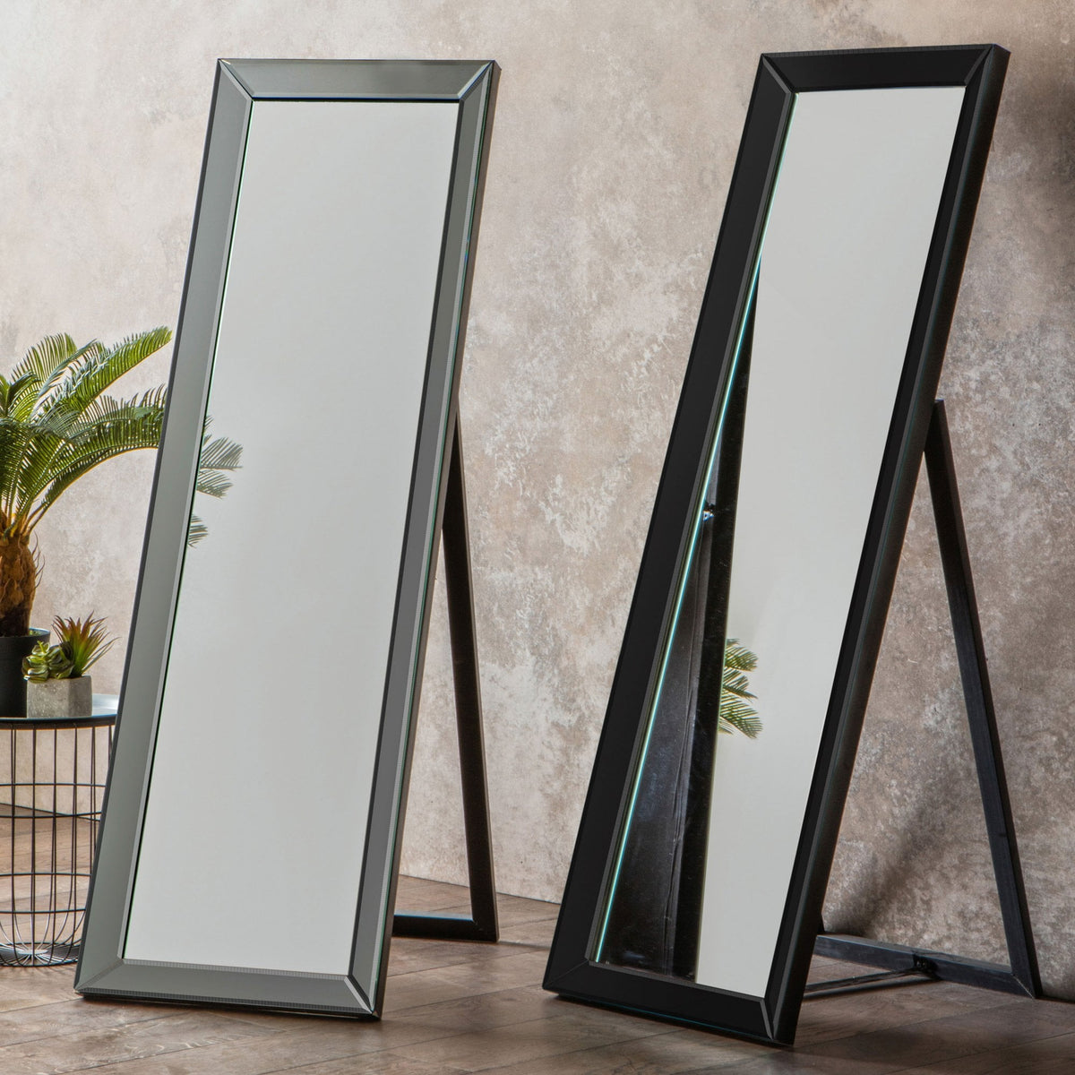 Hermitage Black and Matt Black Full Length Cheval Mirror