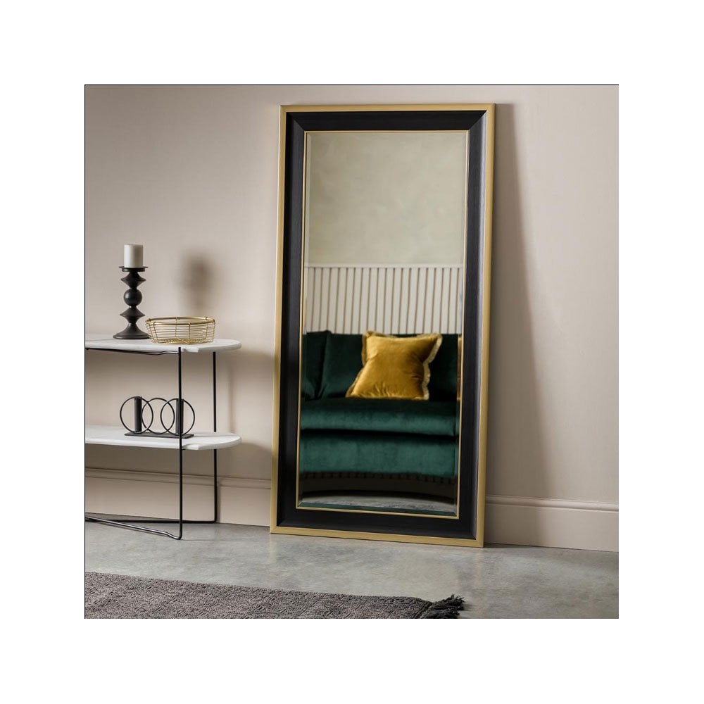 Compton Matt Black with Gold Detail Leaner Mirror