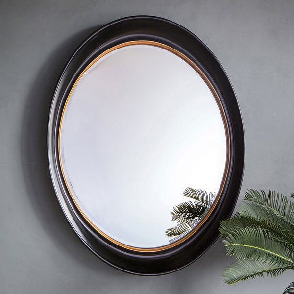 Fawley Black with Gold Inlay Oval Wall Mirror