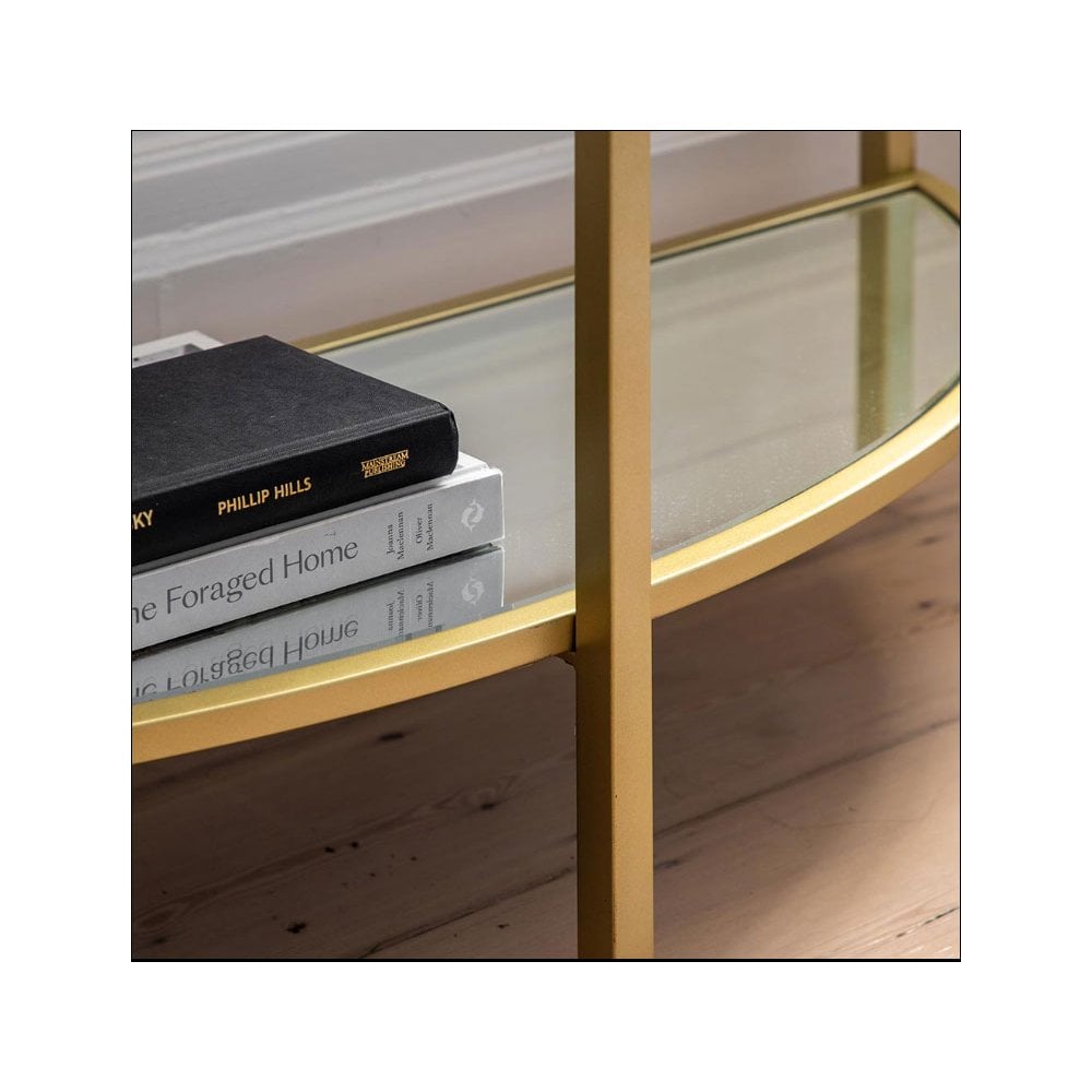 Ruscombe Champagne Gold Demi Lune Console Table