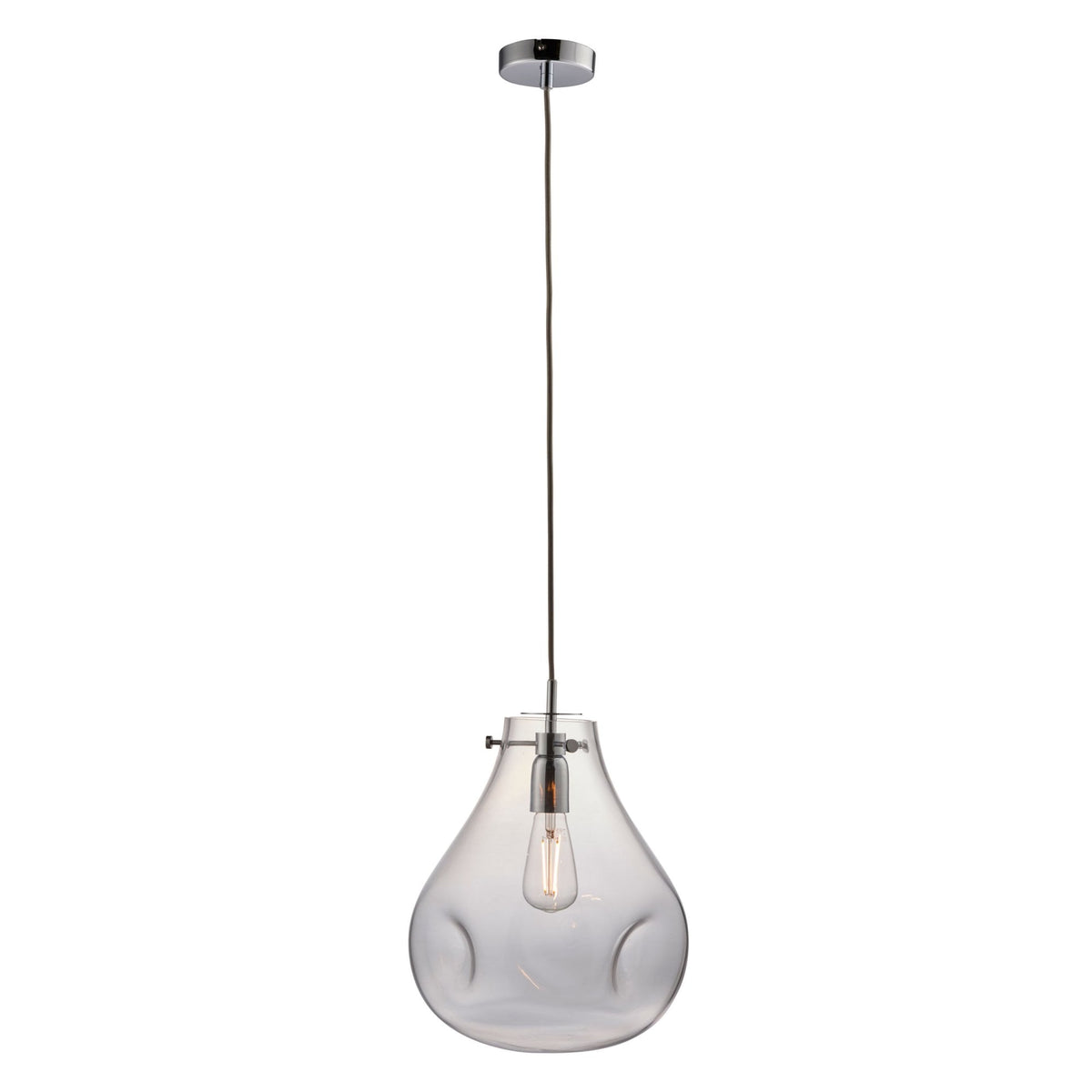 Utopia Pendant in Clear Glass With Chrome Meatlwork