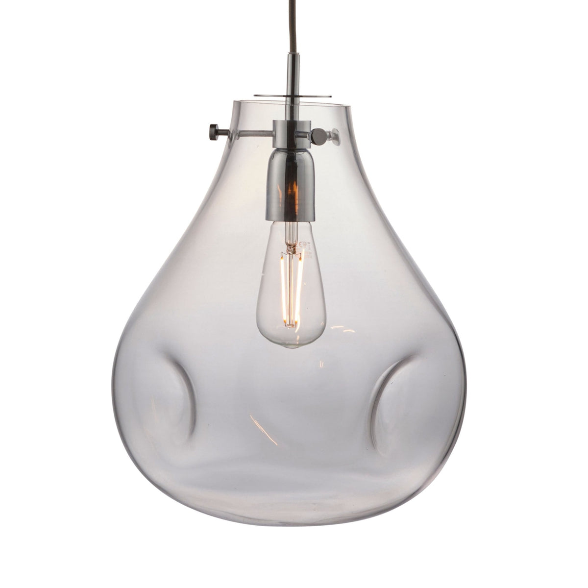 Utopia Pendant in Clear Glass With Chrome Meatlwork