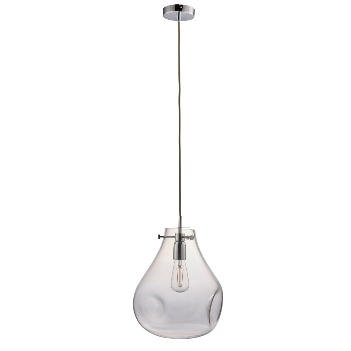 Utopia Pendant in Clear Glass With Chrome Meatlwork