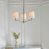 Ortona 3 Arm Pendant in Bright Nickel With White Shades