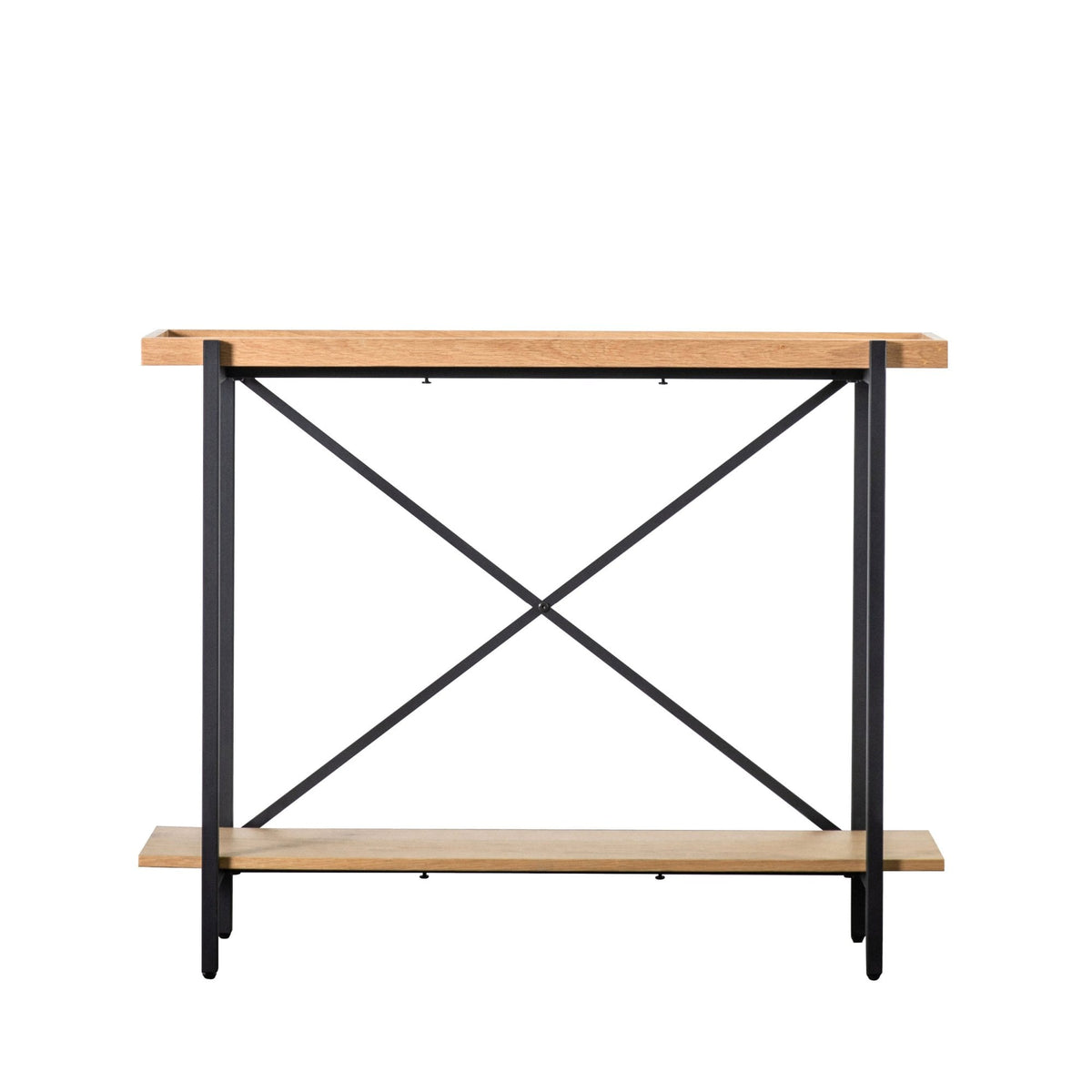 Datchet Matt Black and Natural Oak Vaneer Console Table