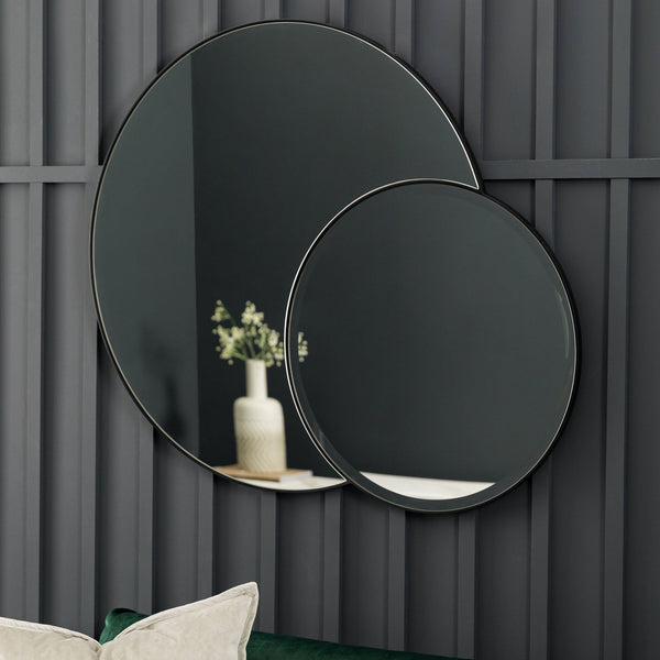 Aldworth Matt Black Interlocking Round Wall Mirrors