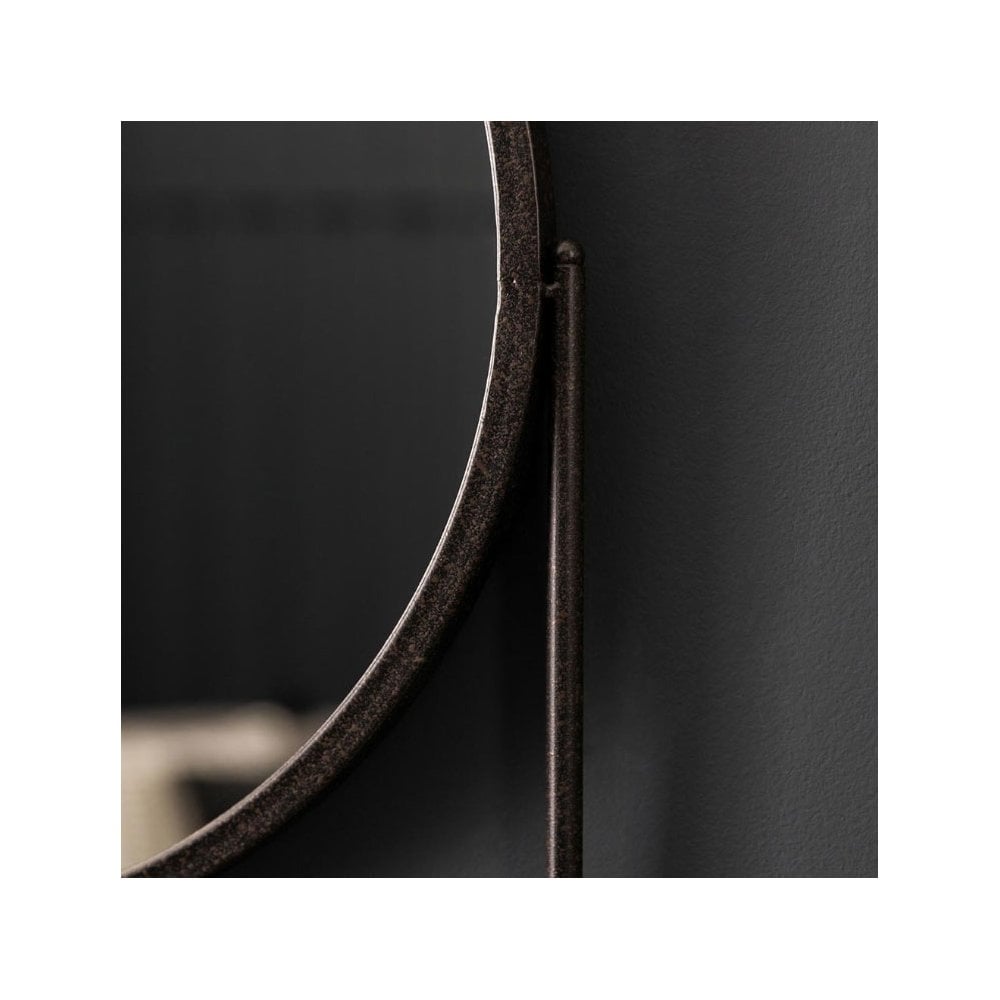Oare Charcoal Black Round Wall Mirror with Shelf