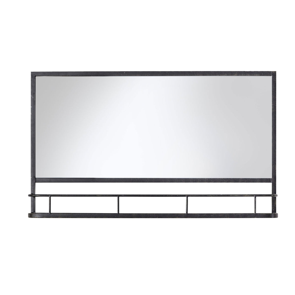 Sunninghill Charcoal Black Rectangular Landscape Wall Mirror with Shelf