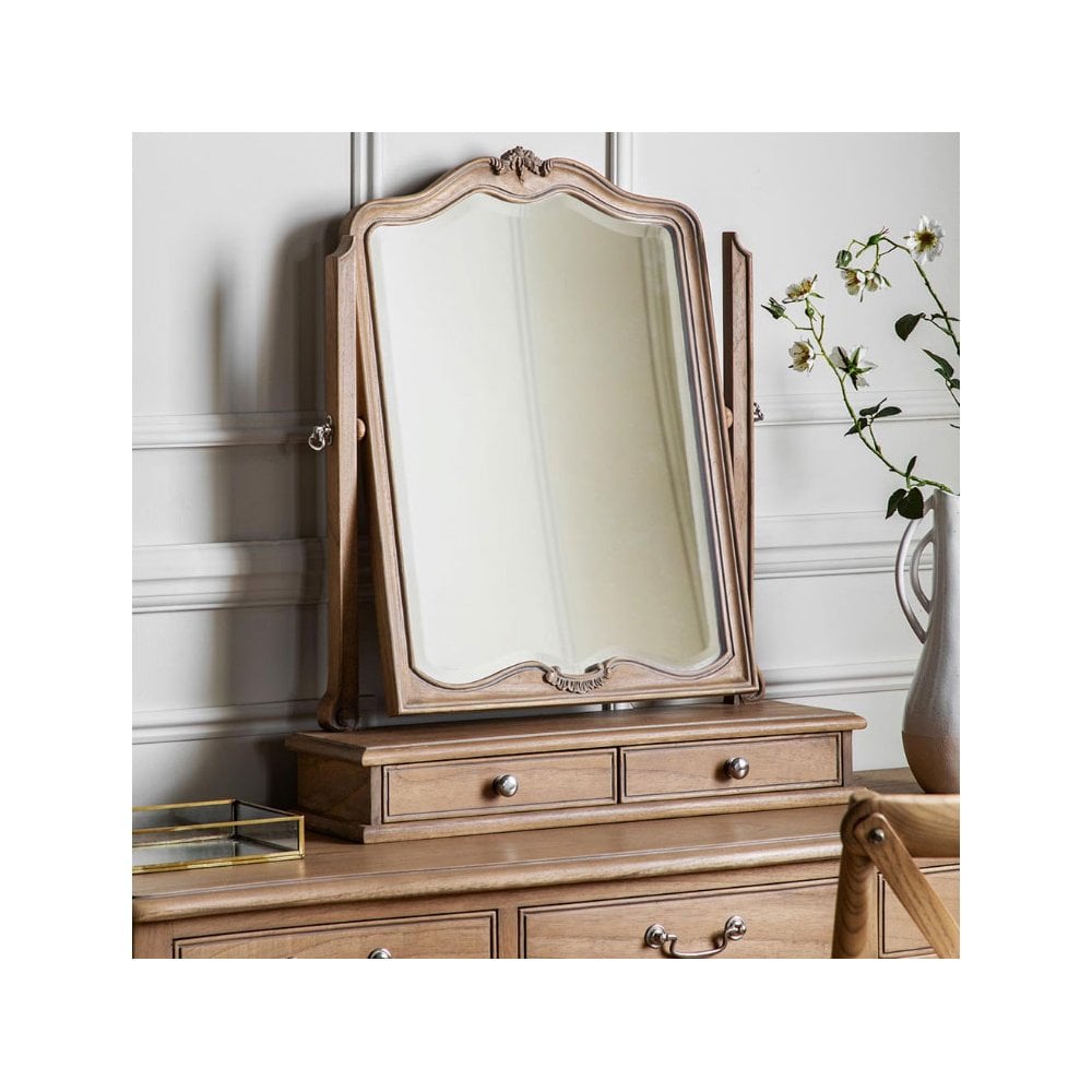 Curridge Adjustable Wooden Table Top Mirror with Twin Draws