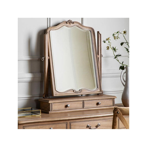 Curridge Adjustable Wooden Table Top Mirror with Twin Draws