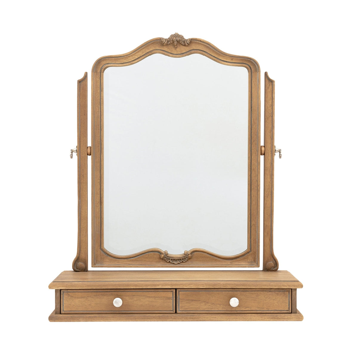 Curridge Adjustable Wooden Table Top Mirror with Twin Draws