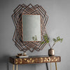 Bisham Burnished Copper Finished Geometric Metal Frame Rectangle Wall Mirror