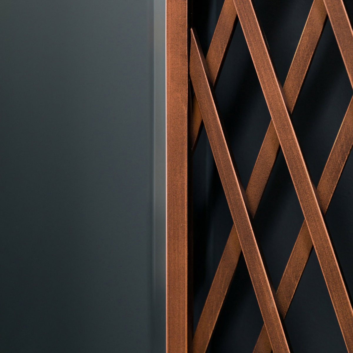 Bisham Burnished Copper Finished Geometric Metal Frame Rectangle Wall Mirror