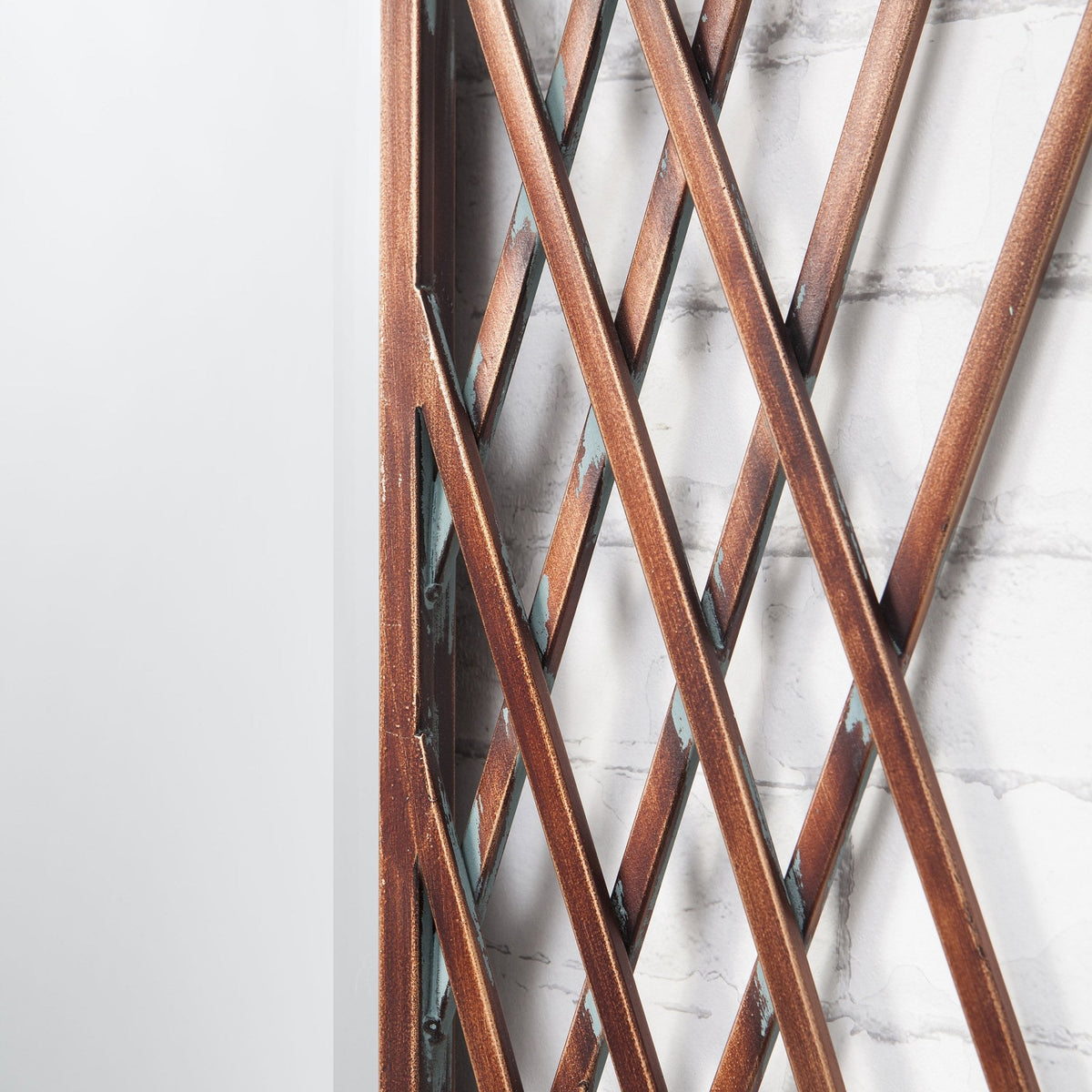 Bisham Burnished Copper Finished Geometric Metal Frame Rectangle Wall Mirror