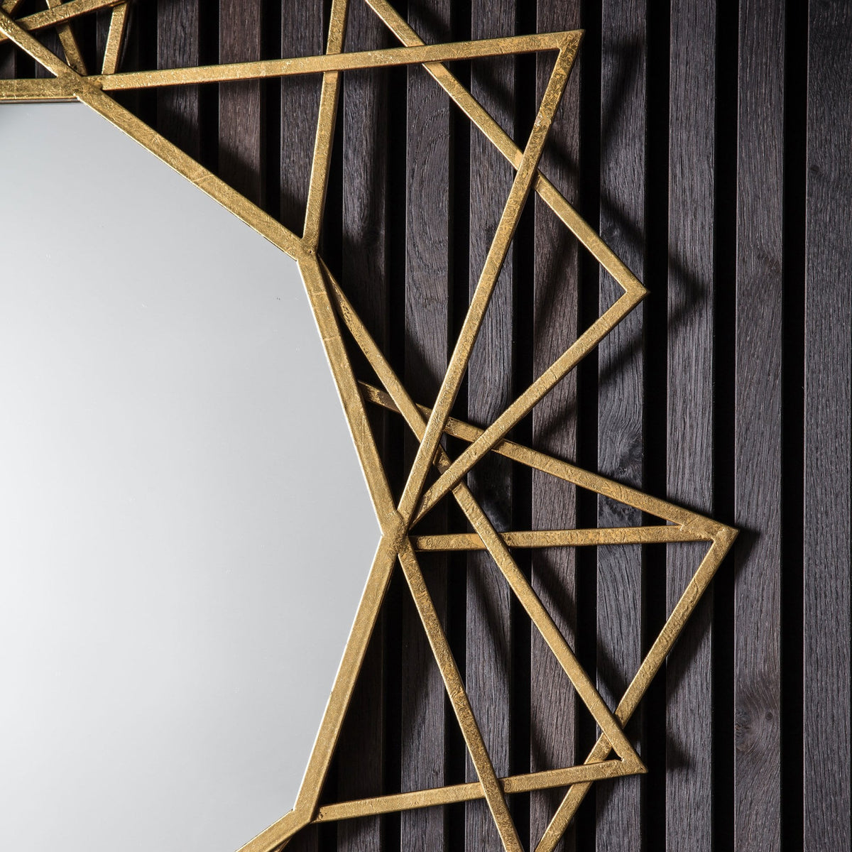 Bisham Aged Gold Finished Geometric Metal Frame Round Wall Mirror