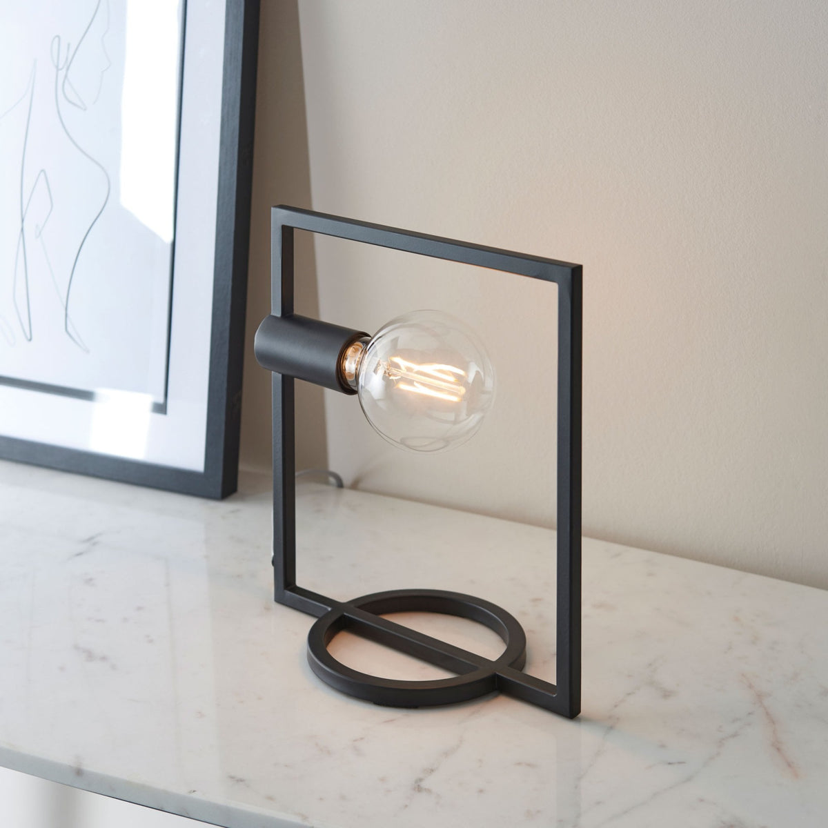 Shape Rectangle Table Lamp In Matt Black
