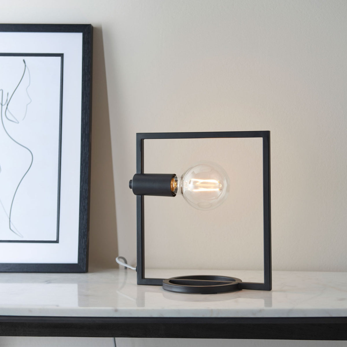 Shape Rectangle Table Lamp In Matt Black