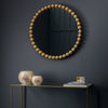 Chieveley Aged Gold Finish Large Beading Design Metal Frame Round Wall Mirror