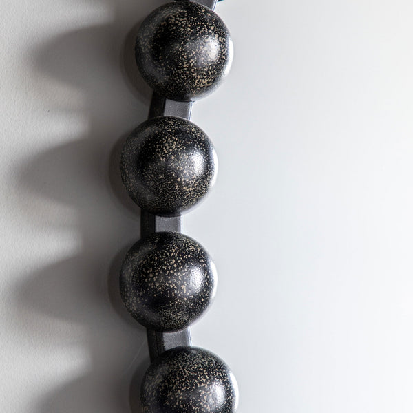 Chieveley Aged Black Finish Large Beading Design Metal Frame Round Wall Mirror