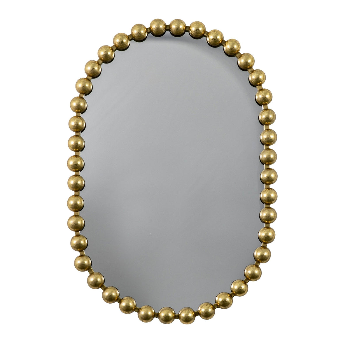 Chieveley Aged Gold Finish Large Beading Design Metal Frame Ellipse Wall Mirror