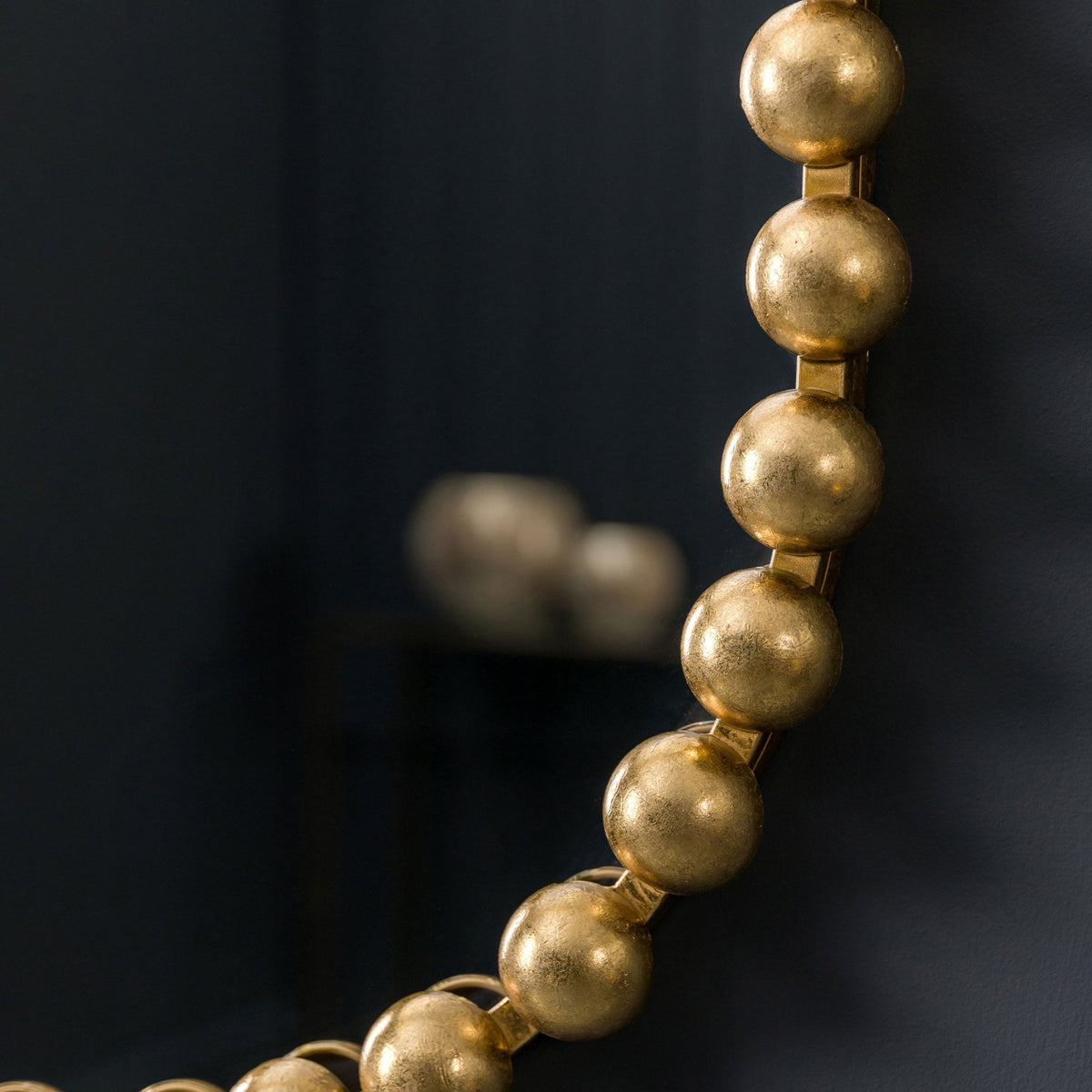 Chieveley Aged Gold Finish Large Beading Design Metal Frame Ellipse Wall Mirror