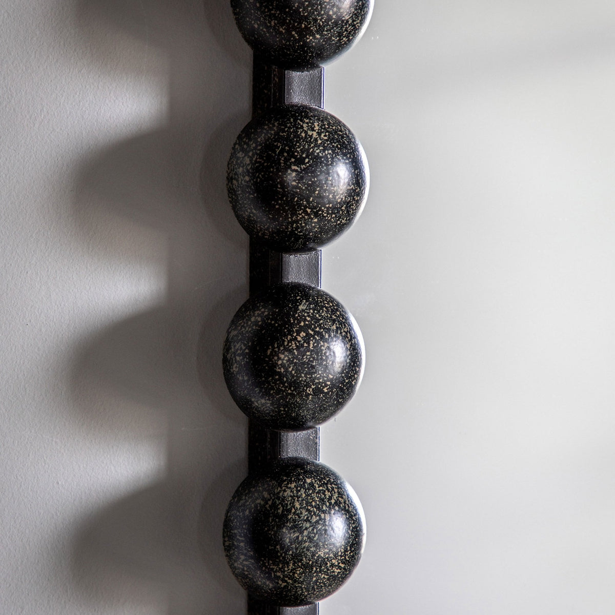 Chieveley Aged Black Finish Large Beading Design Metal Frame Ellipse Wall Mirror