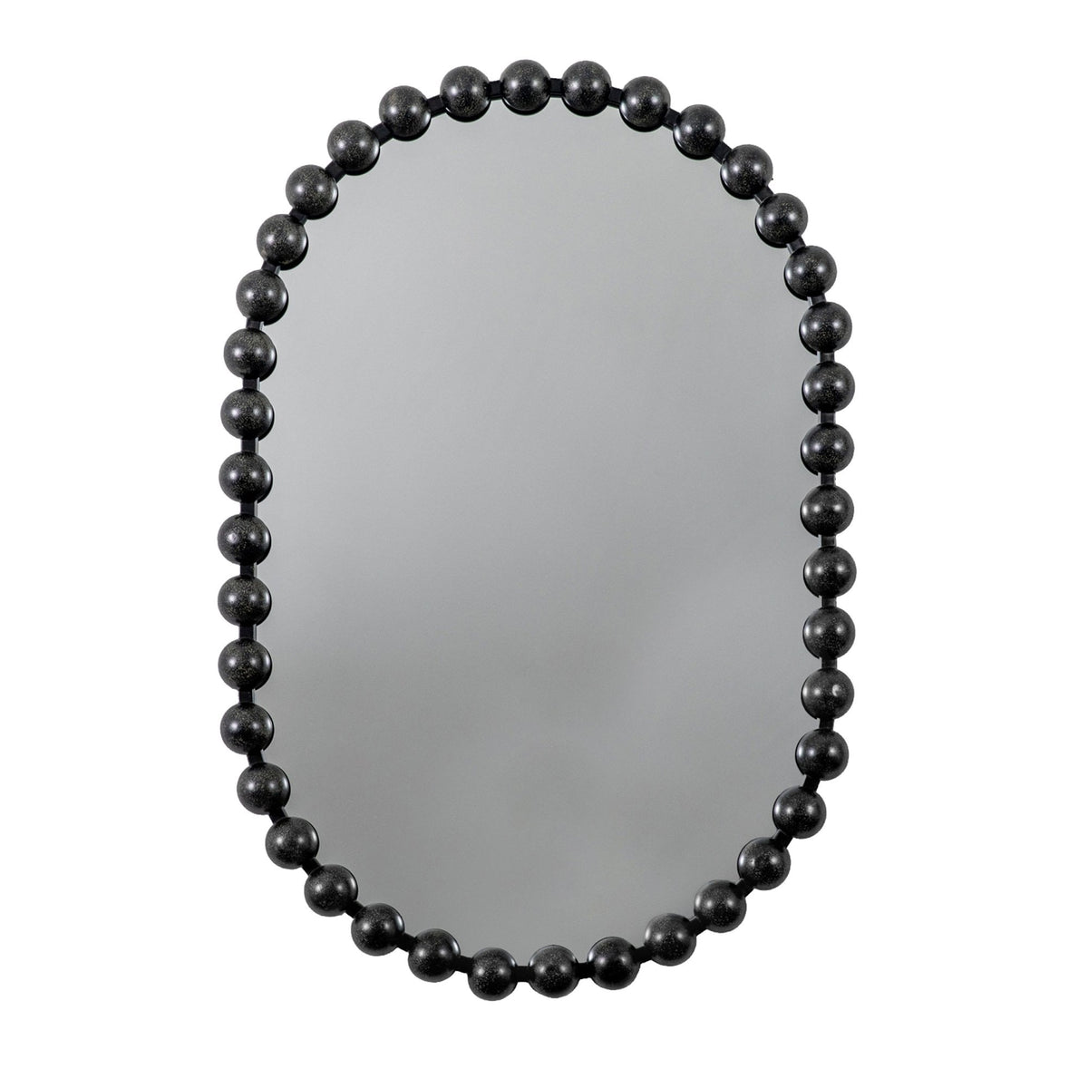 Chieveley Aged Black Finish Large Beading Design Metal Frame Ellipse Wall Mirror