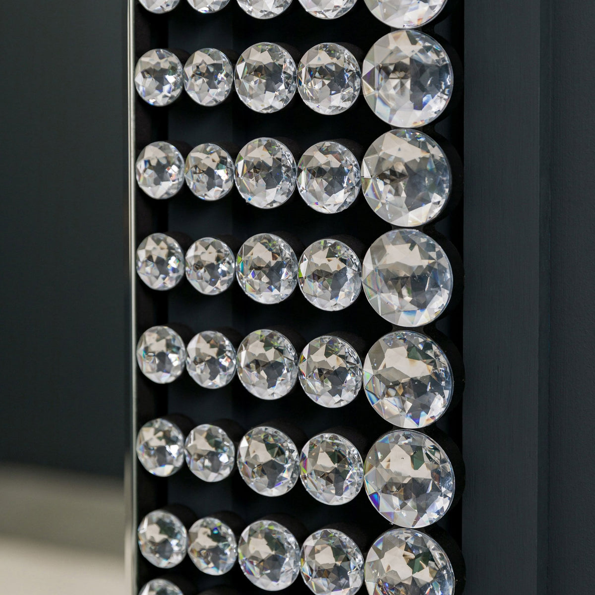 Riseley Ellipse Wall Mirror with Clear Facetted Jewels Mounted on Matt Black Frame