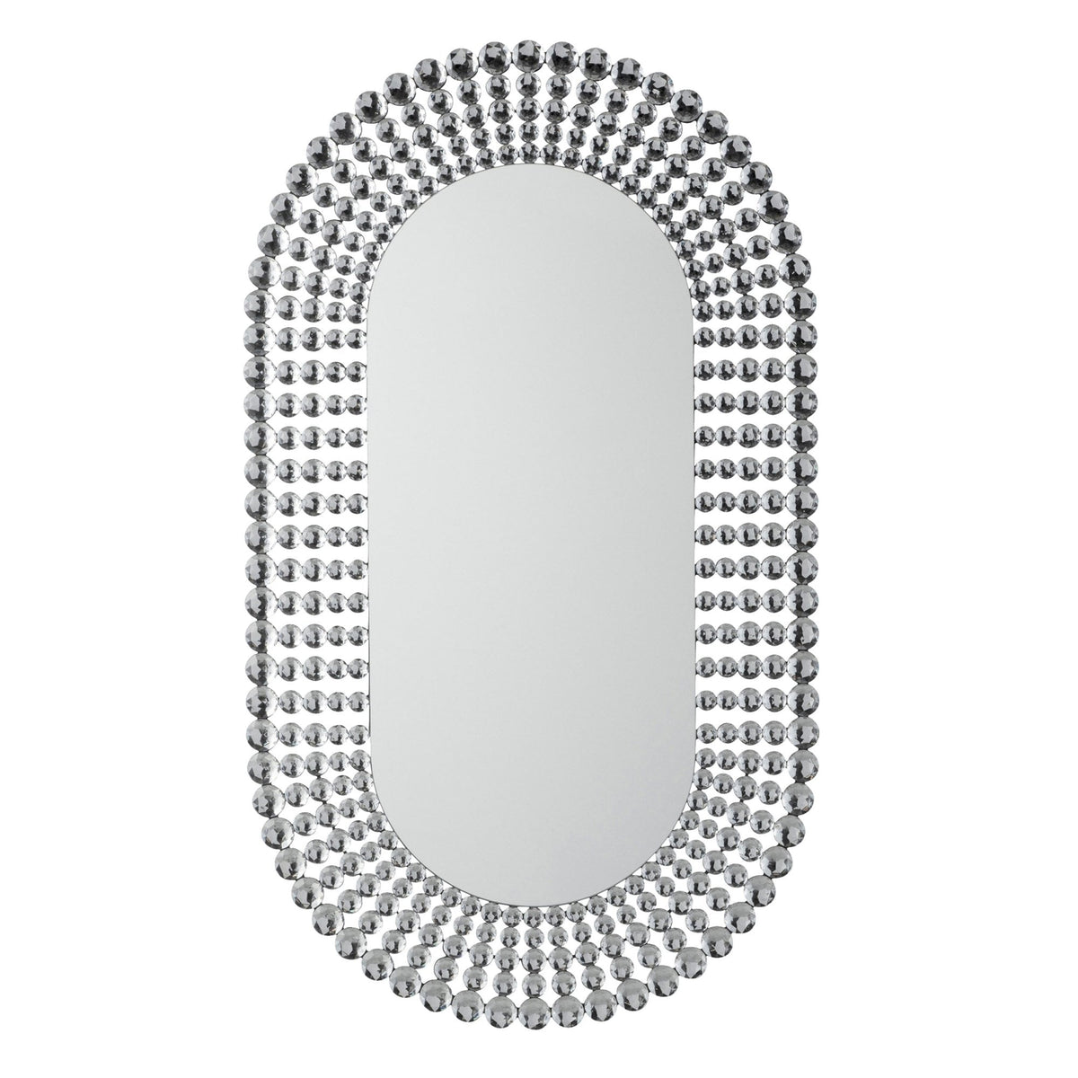 Riseley Ellipse Wall Mirror with Clear Facetted Jewels Mounted on Matt Black Frame