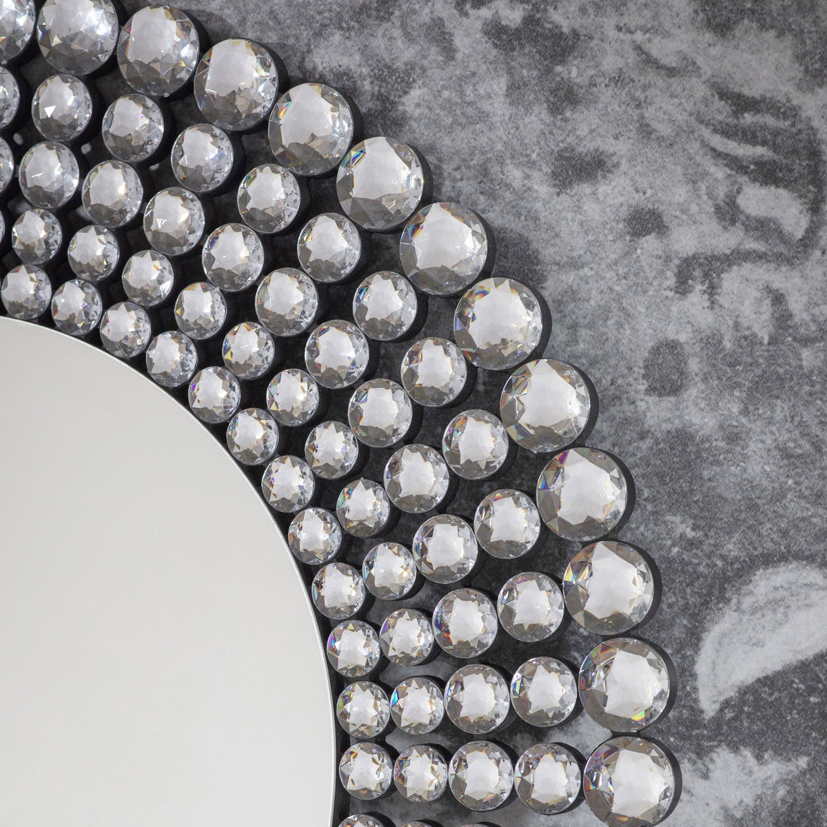 Riseley Ellipse Wall Mirror with Clear Facetted Jewels Mounted on Matt Black Frame