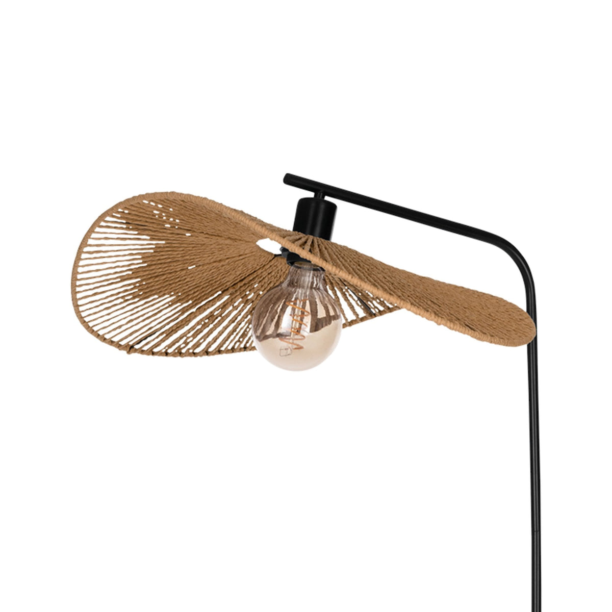 Siruela Floor Lamp In Matt Black With Natural Shade