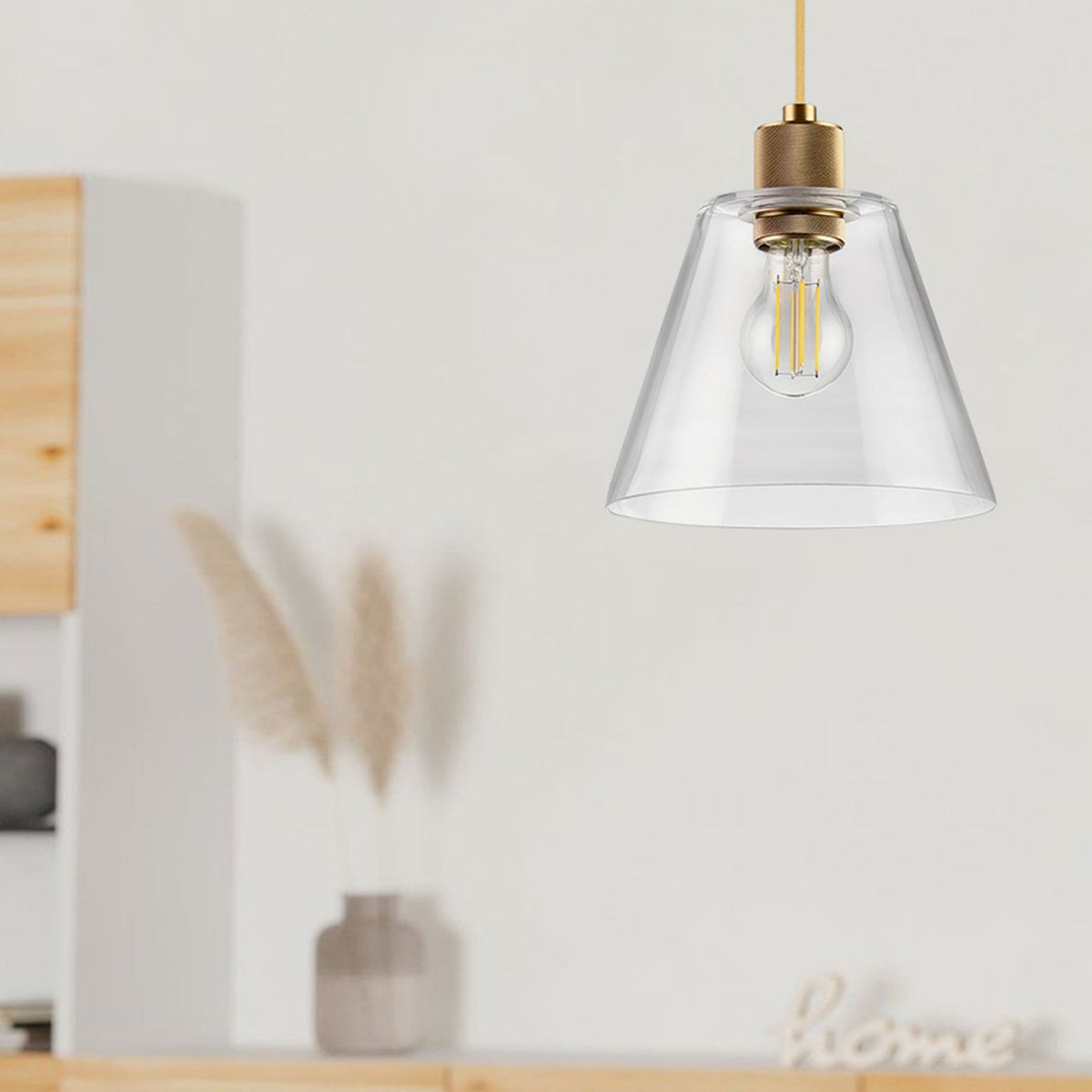 Copley Triple Drop Linear Pendant in Gold with Clear Glass Shades