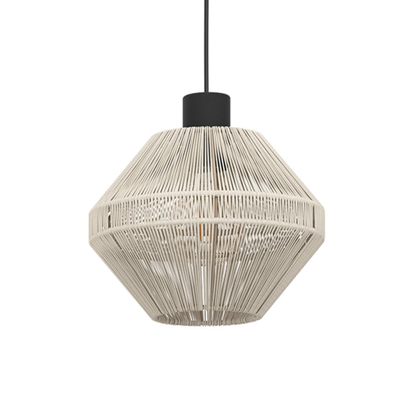Midsummer Linear Pendant In Black With Cream Fabric Shades
