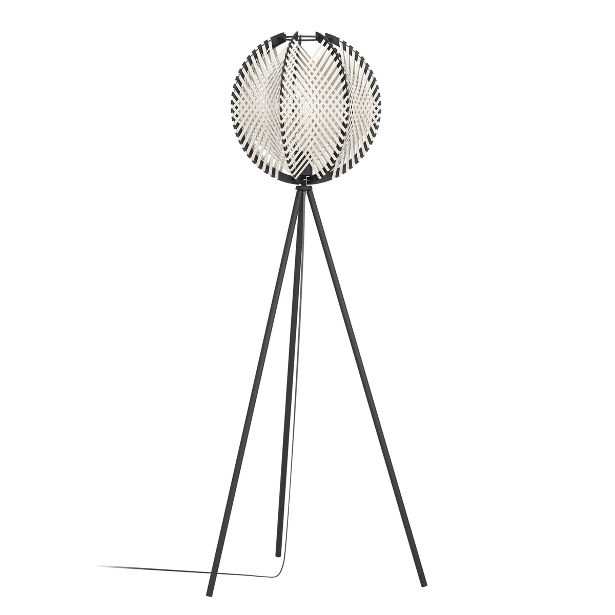 Waverton Floor Lamp In Black With White Woven Fabric