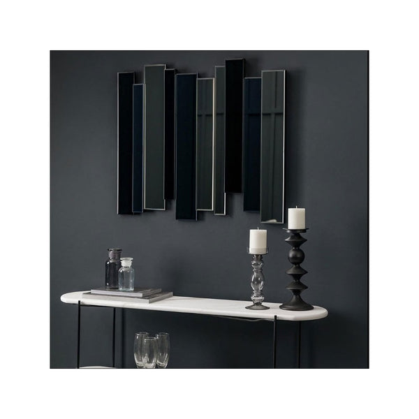 Whistley Black Smoked Multiple Panel Bevelled Edge Rectangular Wall Mirror