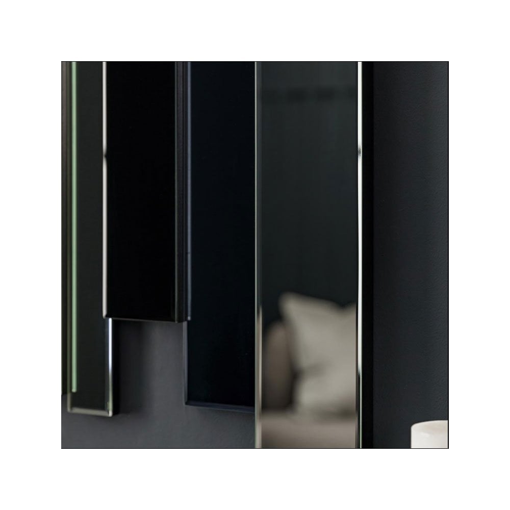 Whistley Black Smoked Multiple Panel Bevelled Edge Rectangular Wall Mirror