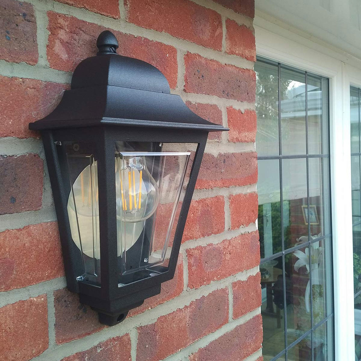 Deco Lane IP44 Half Wall Lantern in Black