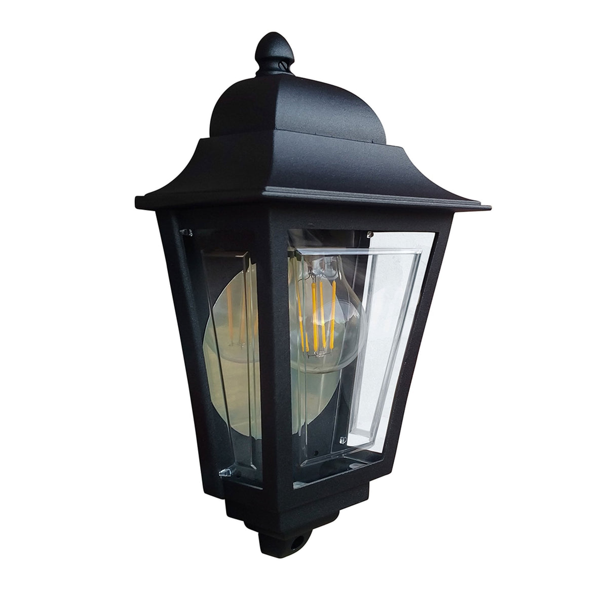 Deco Lane IP44 Half Wall Lantern in Black