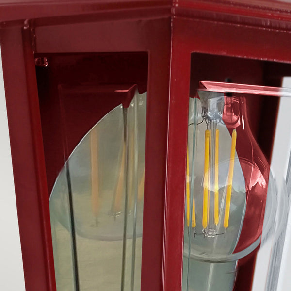Deco Lane IP44 Half Wall Lantern in Red
