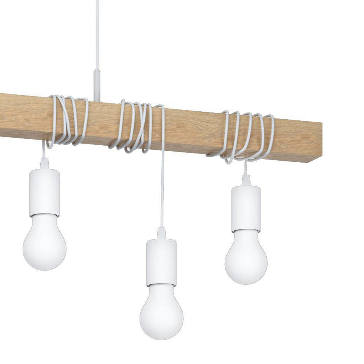 Townshend Six Lamp Wooden Bar Pendant with White Detailing