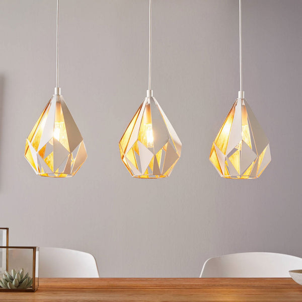 Carlton 1 Linear Pendant In White & Gold