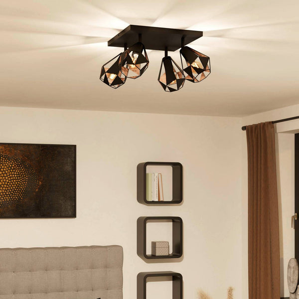 Carlton 7 Quad Geometric Spotlight in Black and Antique Copper