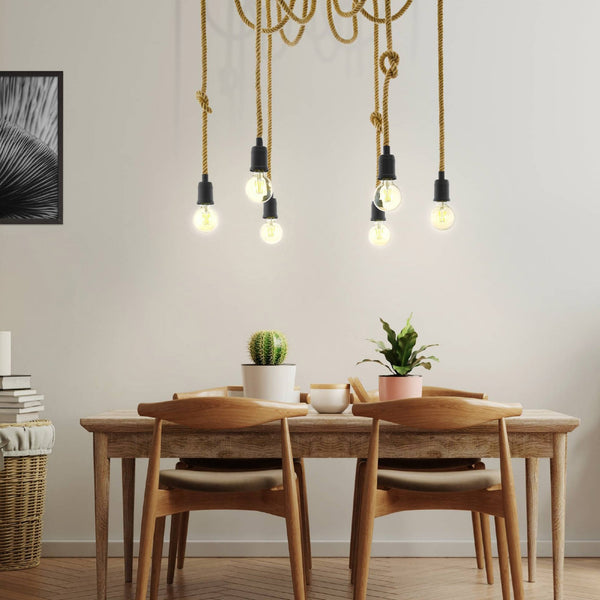 Rampside Six Drop Hemp Rope Spider Pendant