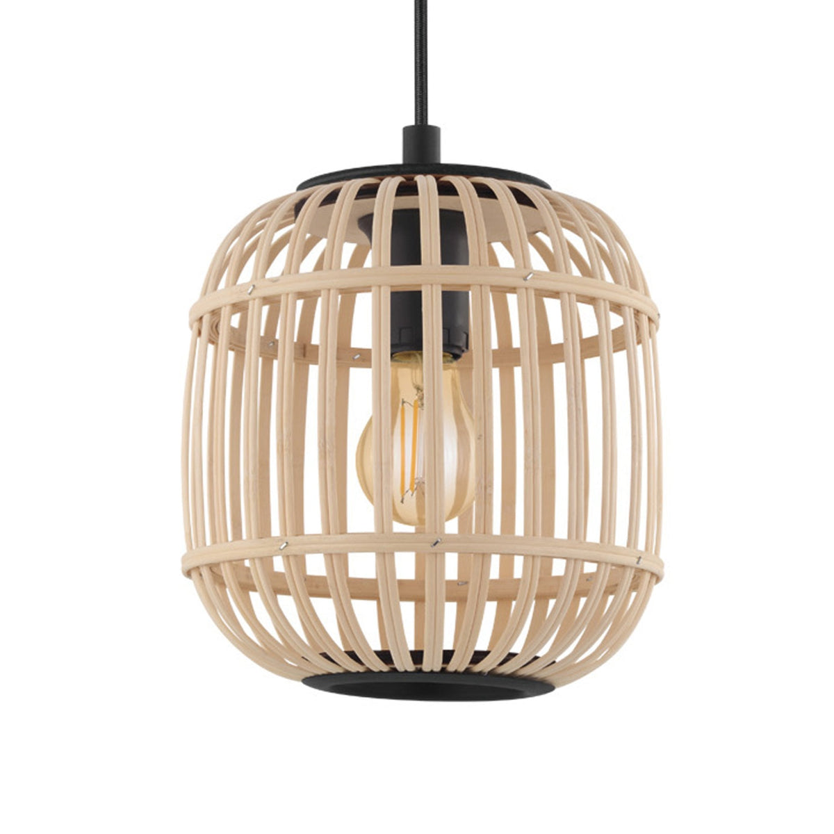 Bordesley Triple Drop Linear Pendant with Natural Bamboo Lampshades
