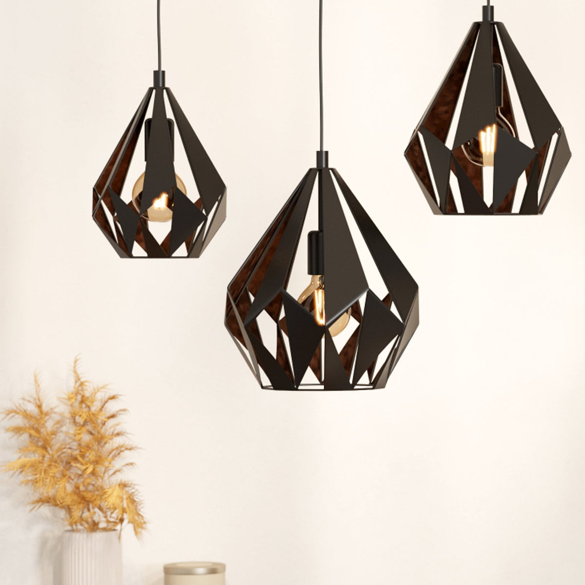 Carlton 1 Six Light Linear Pendant in Black and Copper